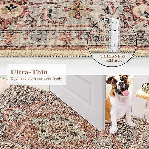 Lahome Oriental Washable Rug 3x5 PeachOrange