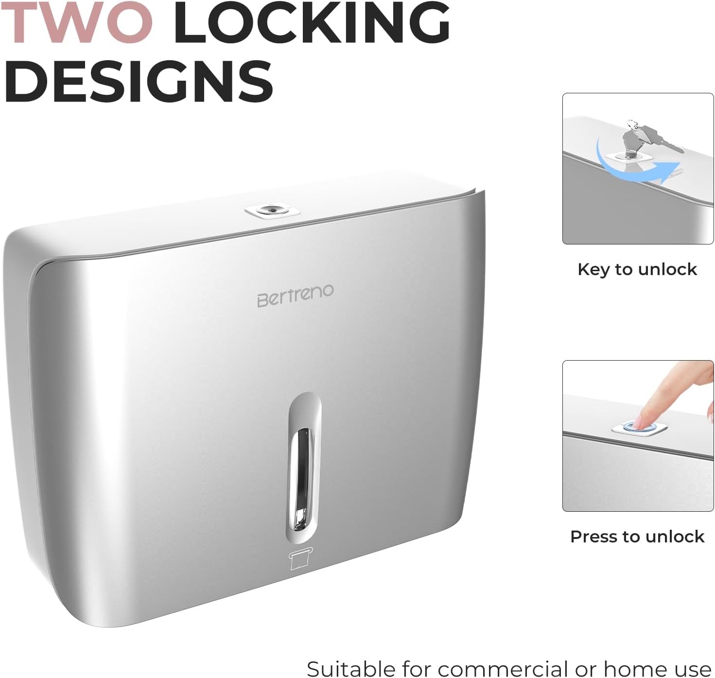 Premium Commercial Paper Towel Dispenser Wall-Mounted Space-Saving Durable Bertreno