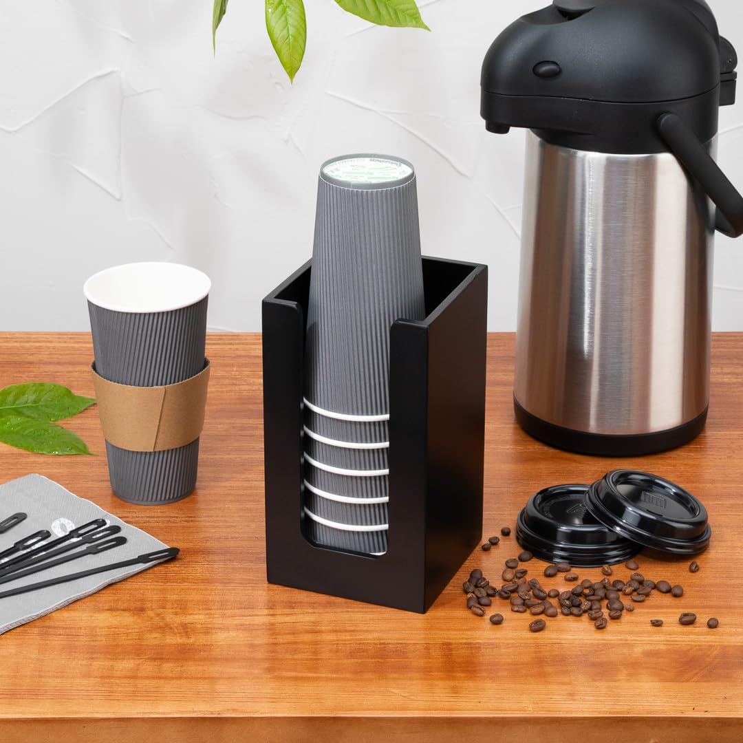 Restaurantware 45 x 8 Inch Coffee Cup Dispenser with Bamboo Napkin Holder