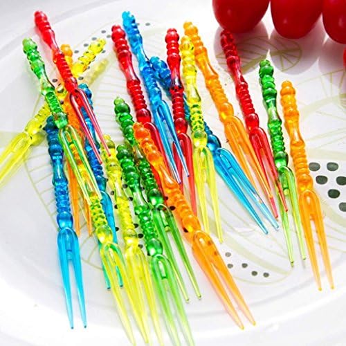 Comicfs - 300pcs Disposable Plastic Fruit Forks 4 Bistro Cocktail Tasting Set