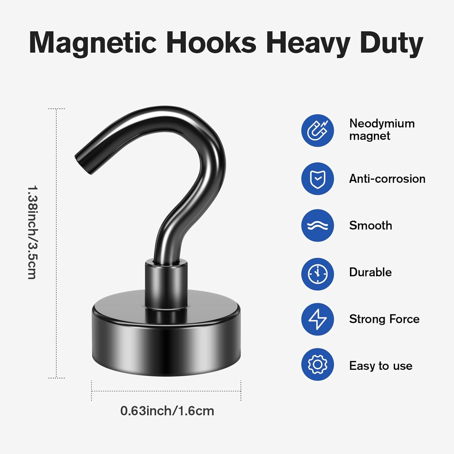 GRTARD 20-Pack Black Magnetic Hooks