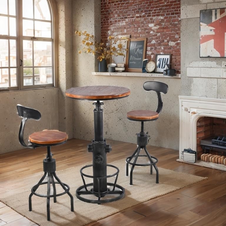 LOKKHAN-3-Piece-Bar-Table-386-484-2-Backrest-Stools-24-30-Set-for-Pub-Kitchen-Dining-Living-Party-Bistro-Breakfast-Swivel-Top-Height-Adjustable-Most-Weld-Space-Saving LOKKHAN 3 Piece Bar Table 386 484 2 Backrest Stools 24 30 Set for Pub Kitchen Dining Living Party Bistro Breakfast Swivel Top Height Adjustable Most Weld Space Saving