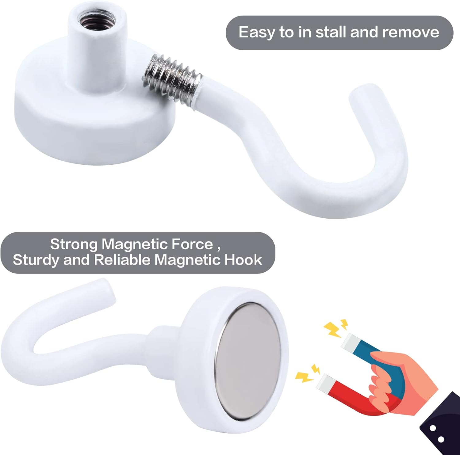 E BAvite Strong White Magnetic Hooks