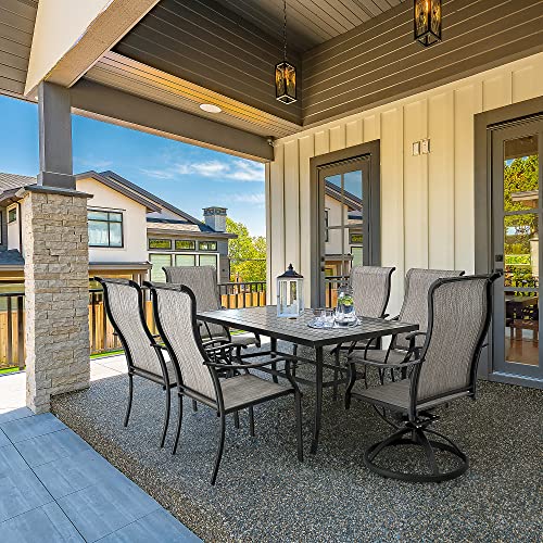 HAPPATIO-Patio-Dining-Set7-Piece-Outdoor-Dining-SetPatio-Furniture-Sets2-Swivel-Dining-Chairs4-RegDining-ChairsTextilene-Furniture-Set-for-PatioYardPool-Gray HAPPATIO Patio Dining Set7 Piece Outdoor Dining SetPatio Furniture Sets2 Swivel Dining Chairs4 RegDining ChairsTextilene Furniture Set for PatioYardPool Gray