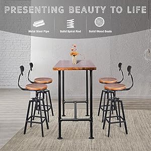   Industrial-413inch-Height-Bar-Table-Vintage-Pipe-Design-Bistro-Table-Rustic-Kitchen-Dining-Breakfast-Desk-Farmhouse-Office-Computer-Desk-Wooden-Top-Pub-Coffee-Table