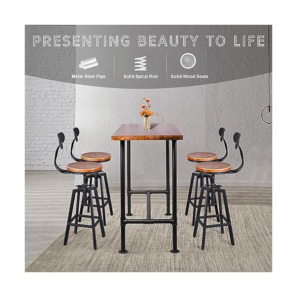   Industrial-413inch-Height-Bar-Table-Vintage-Pipe-Design-Bistro-Table-Rustic-Kitchen-Dining-Breakfast-Desk-Farmhouse-Office-Computer-Desk-Wooden-Top-Pub-Coffee-Table