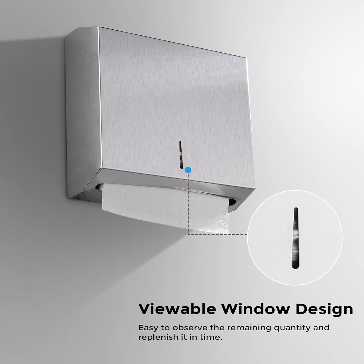 Modunful Paper Towel Dispenser Wall Mount - Commercial Stainless Steel Holder Large Capacity Durable
