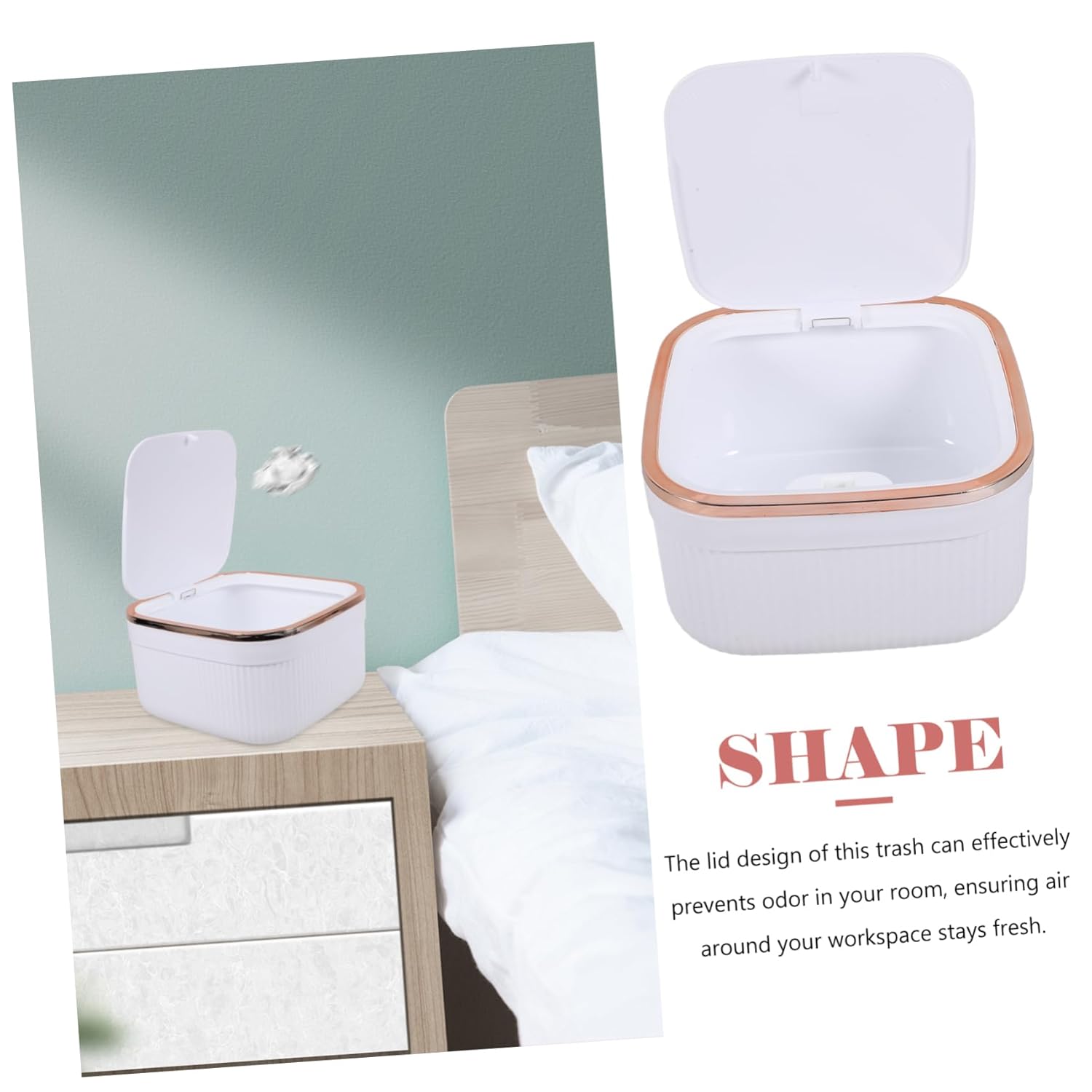 BUGUUYO Small Lidded Trash Can for Desktop Kitchen