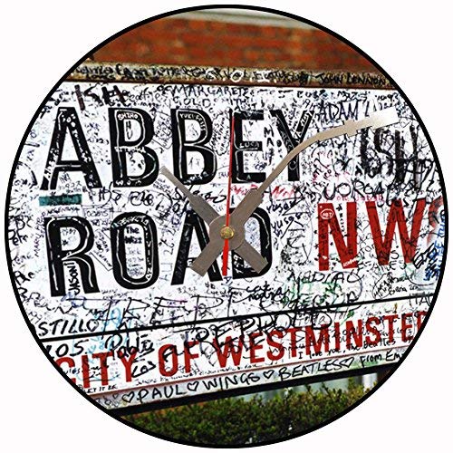 Horloge murale emblématique Abbey Road (Beatles) – En forme de disque vinyle - Les Beatles, Paul McCartney, John Lennon, RIngo Starr, George Harrison Horloge murale emblématique Abbey Road (Beatles) - En forme de disque vinyle