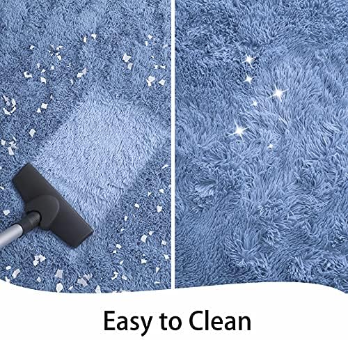Keeko Fluffy Blue Area Rug 4x53 for Bedroom Kids Room 1