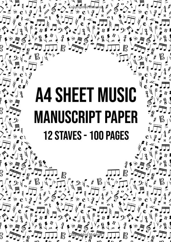 Music Manuscript Paper A4: 12 Stave / Staff Manuscript Pad | 100 Page Sheet Music Book