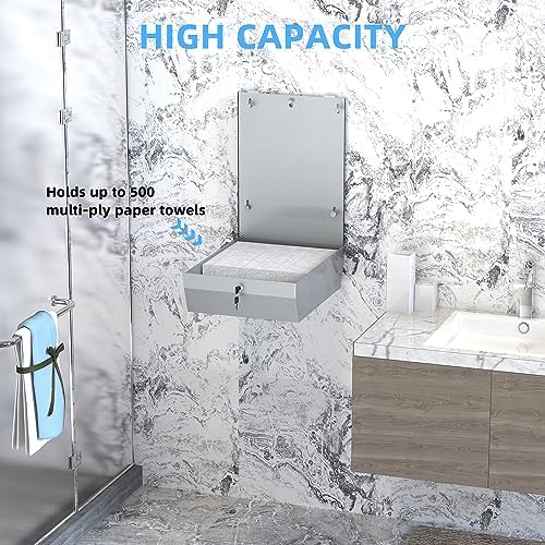 TOBEFORT Commercial Wall Mount Paper Towel Dispenser Large Capacity Rust-Proof