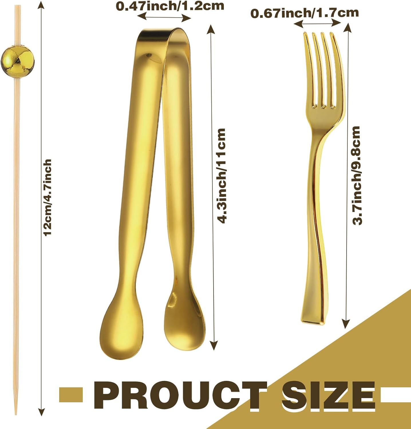 Therwen Gold Cocktail Picks and Appetizer Forks Set 184 Pcs