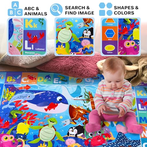 QUOKKA Baby Play Mat - Ocean ABC Rug for Kids