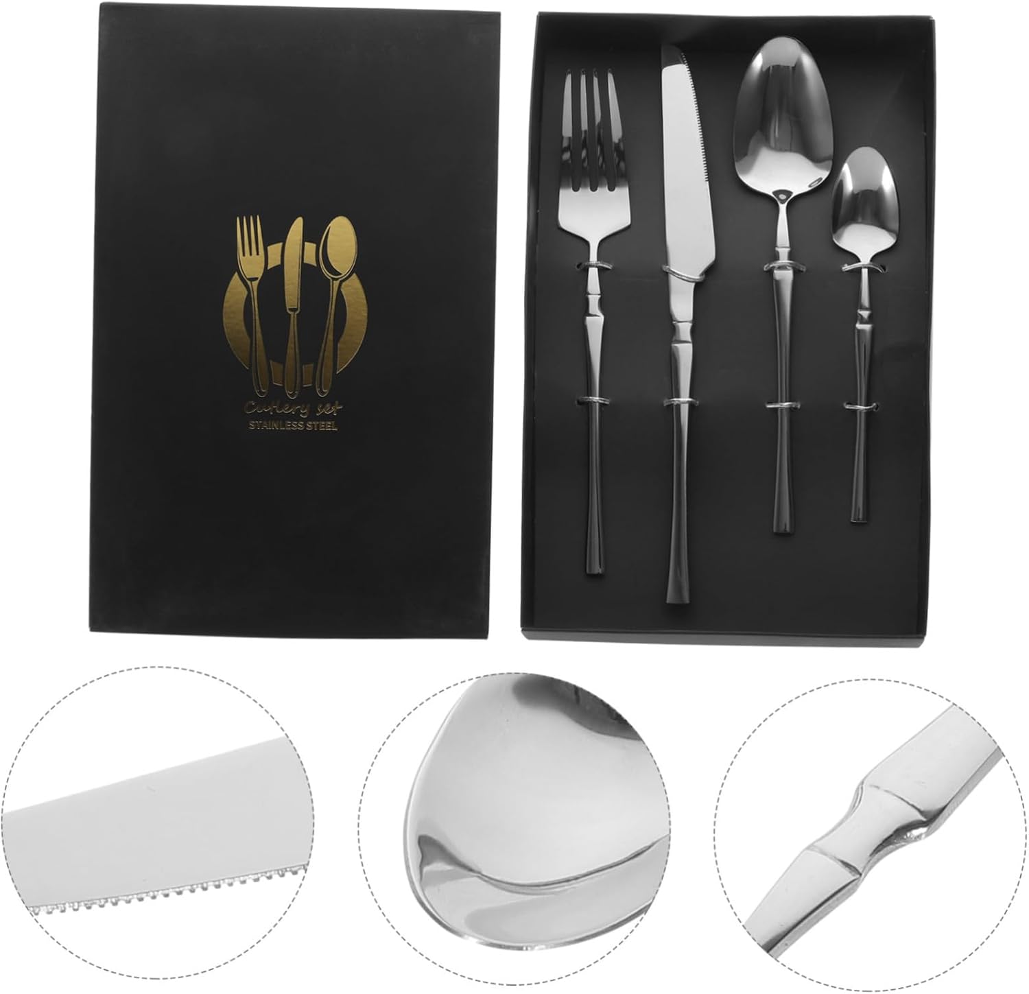 Cabilock Elegant Stainless Steel Dinnerware Set 5-Piece Flatware Heat Resistant