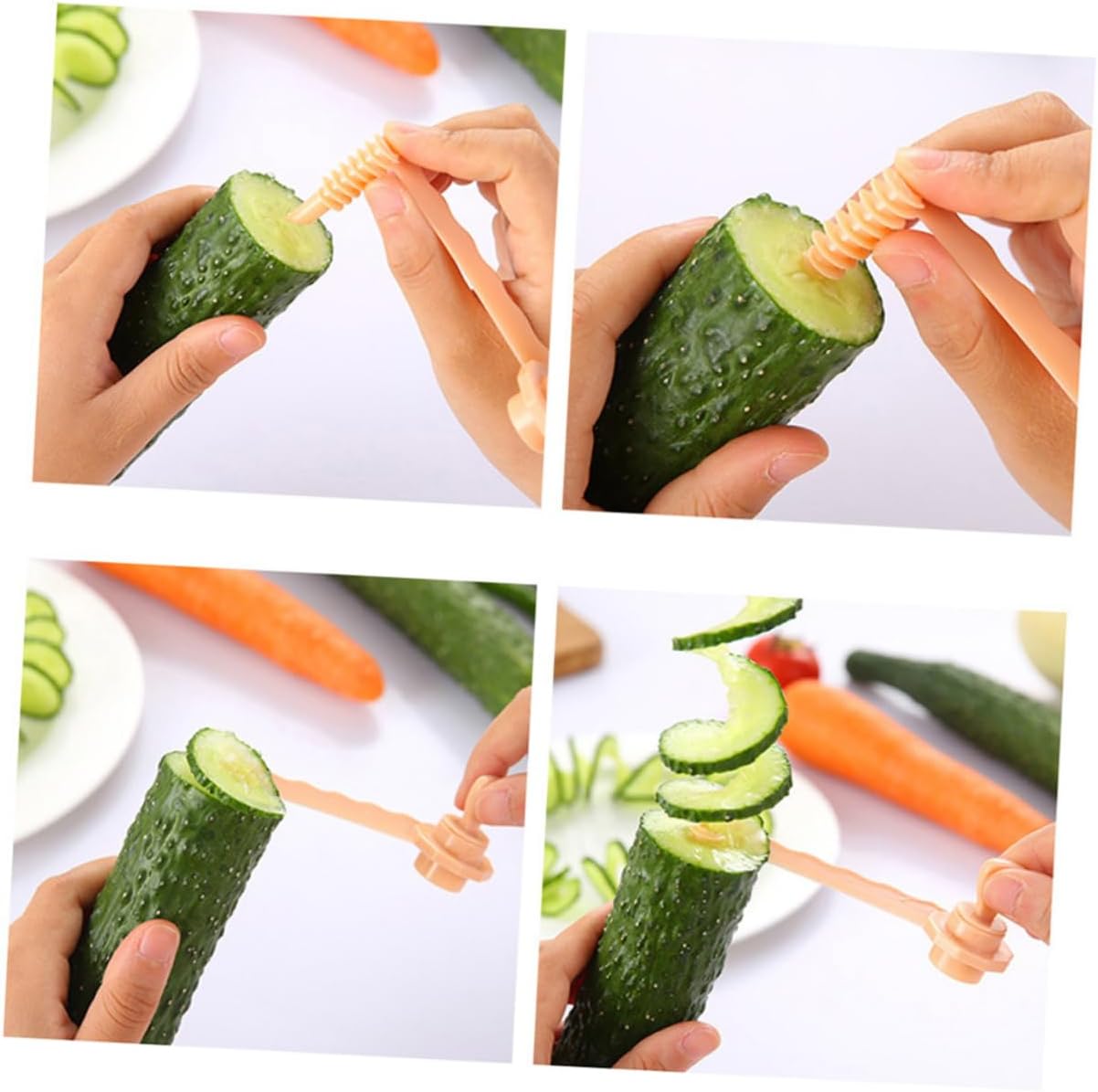 FStyle Pink Potato Carrot Spiral Slicer Easy Kitchen Tool for Cutting