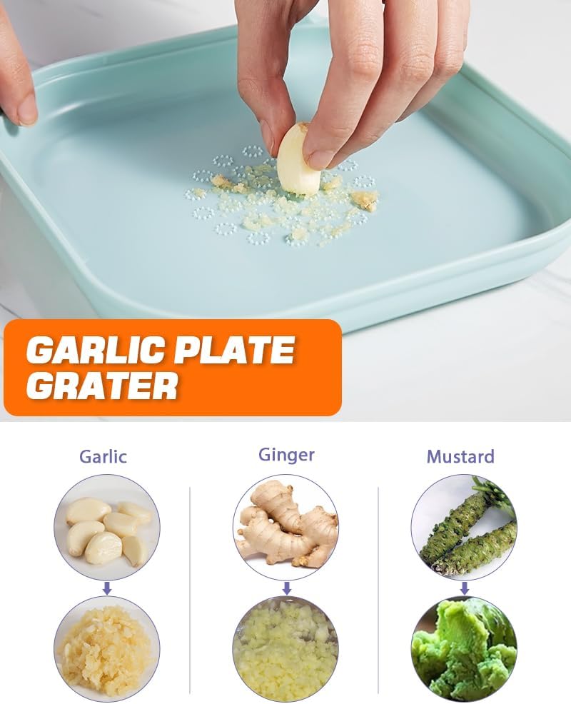 Brigii Vegetable Chopper with 3 Blades and Garlic Plate Grater - Blue