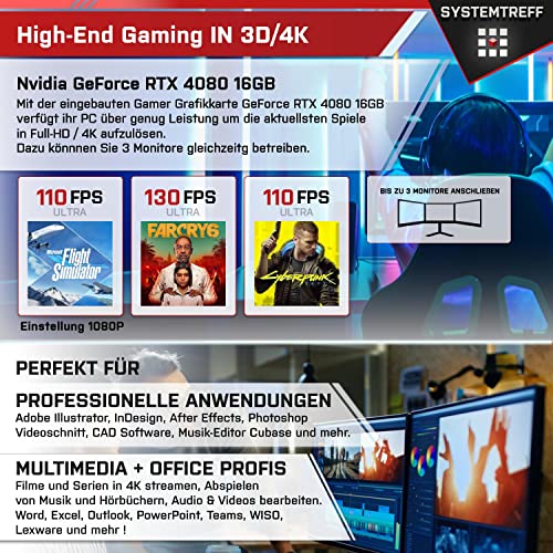 SYSTEMTREFF High-End Gaming PC AMD Ryzen 9 5950X 16x4.9GHz | Nvidia GeForce RTX 4080 16GB DX12 | 2TB M.2 NVMe | 32GB DDR4 RAM | WLAN Desktop Computer Rechner für Gamer, Zocker & Streamer – Bild 6