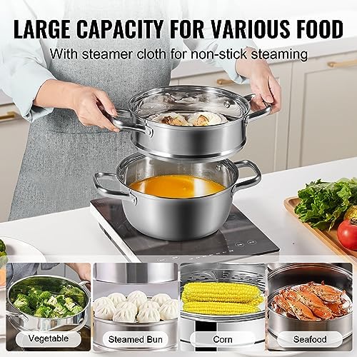 3QT Stainless Steel Steamer Pot for Kitchen Use
