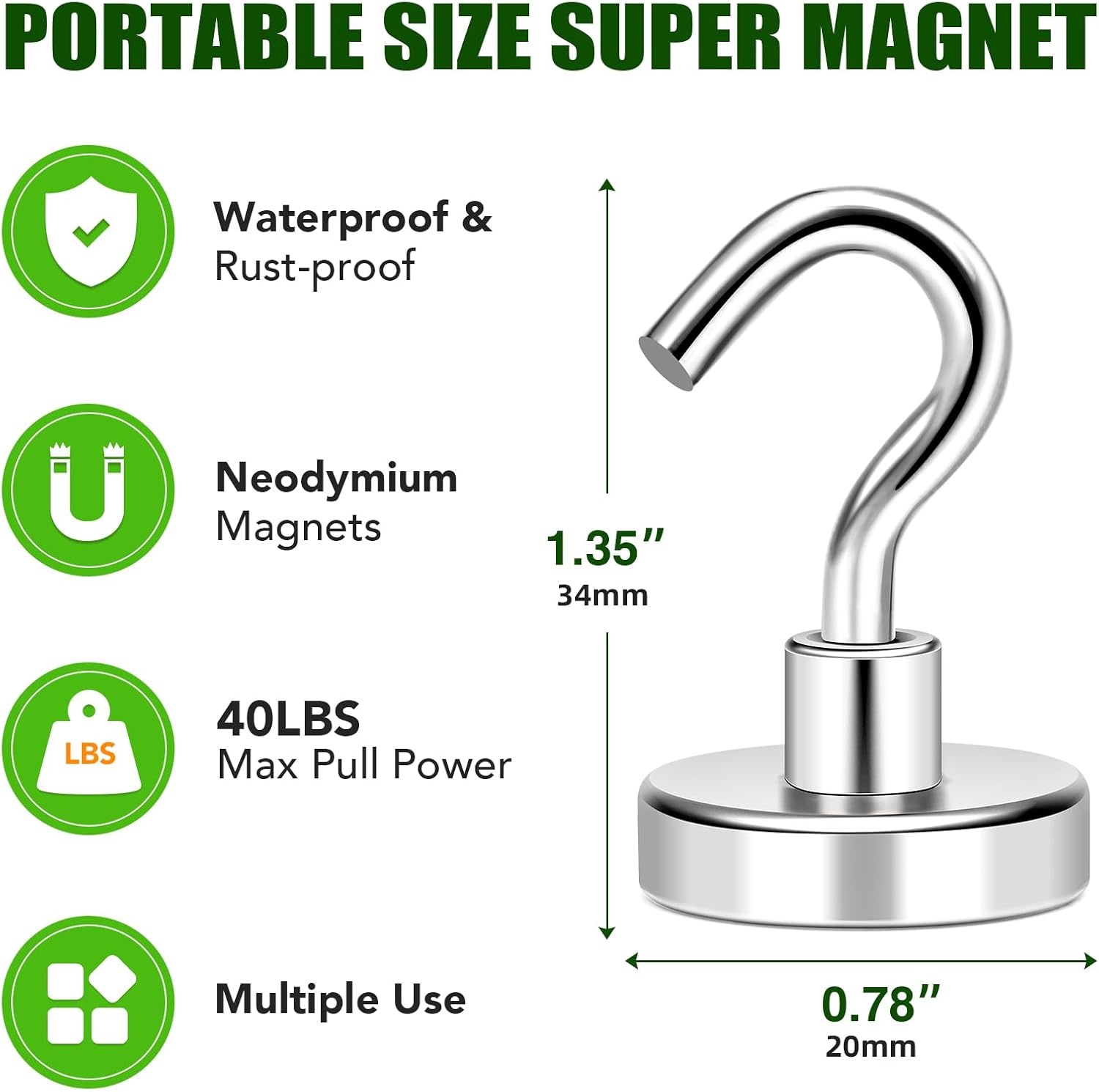 MIKEDE Magnetic Hooks 40lbs for Refrigerators