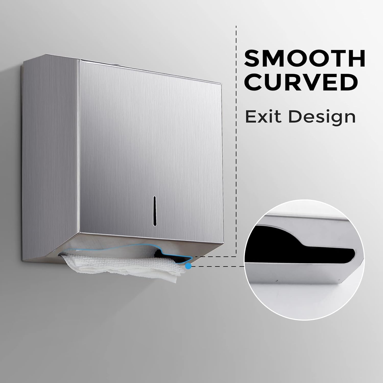 Modunful Paper Towel Dispenser Wall Mount - Commercial Stainless Steel Holder Large Capacity Durable