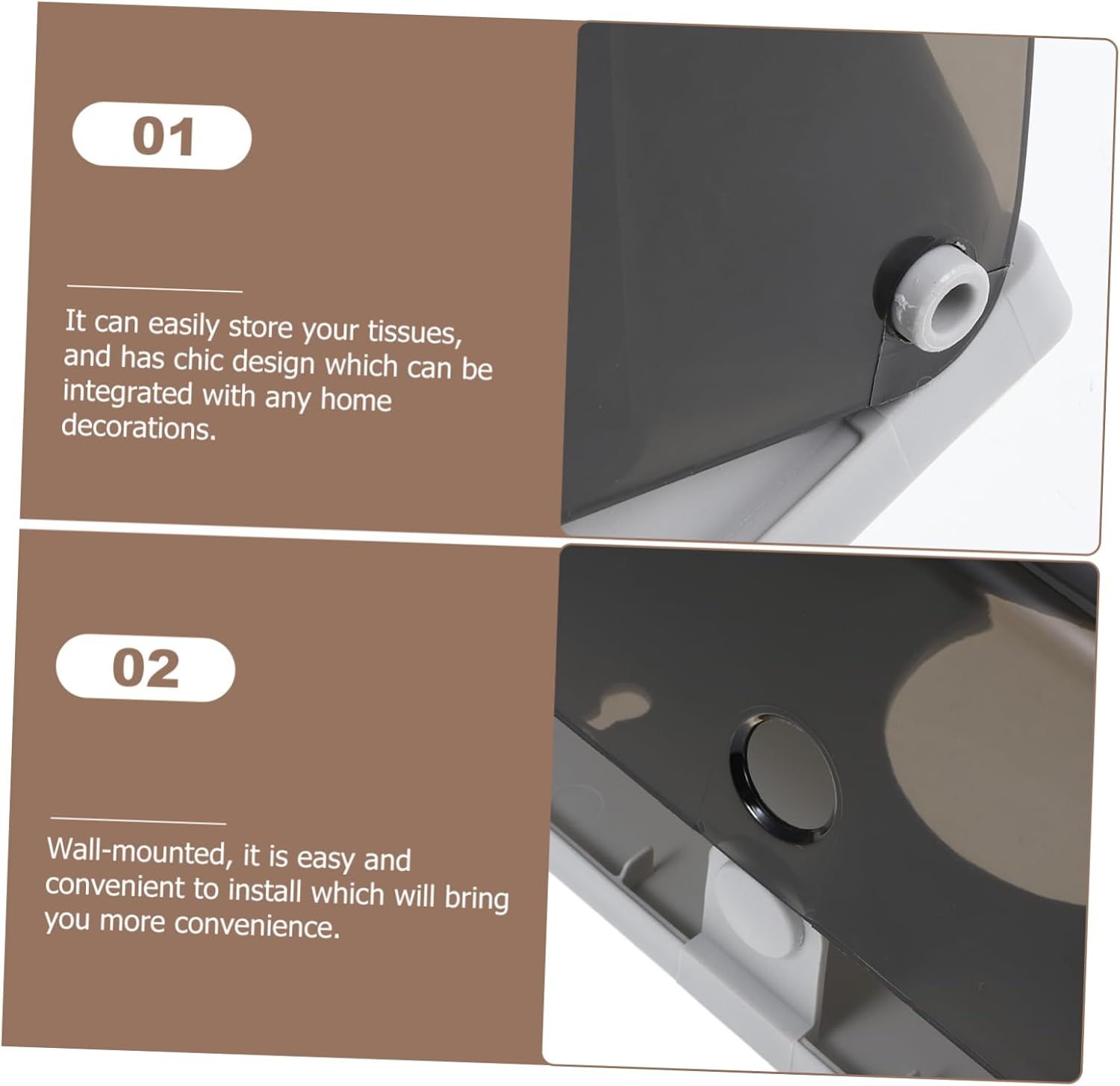 Mucklily Plastic Paper Towel Dispenser Touchless Wall Mount for Home