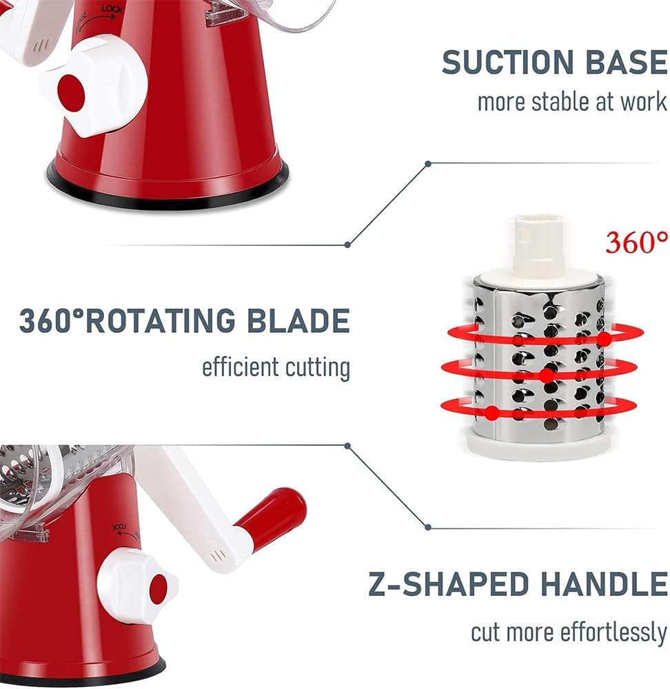 Maxceysen Rotary Cheese Grater with Handle Soft Safe Food Grater