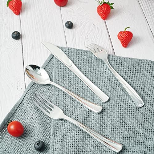 Premium 300-Pack Disposable Silver Plastic Forks