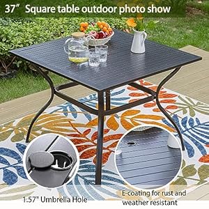   PHI-VILLA-5-Piece-Metal-Patio-Dining-Set-37-Square-Patio-Bistro-Table-and-Garden-Backyard-Chairs-Umbrella-Hole-157