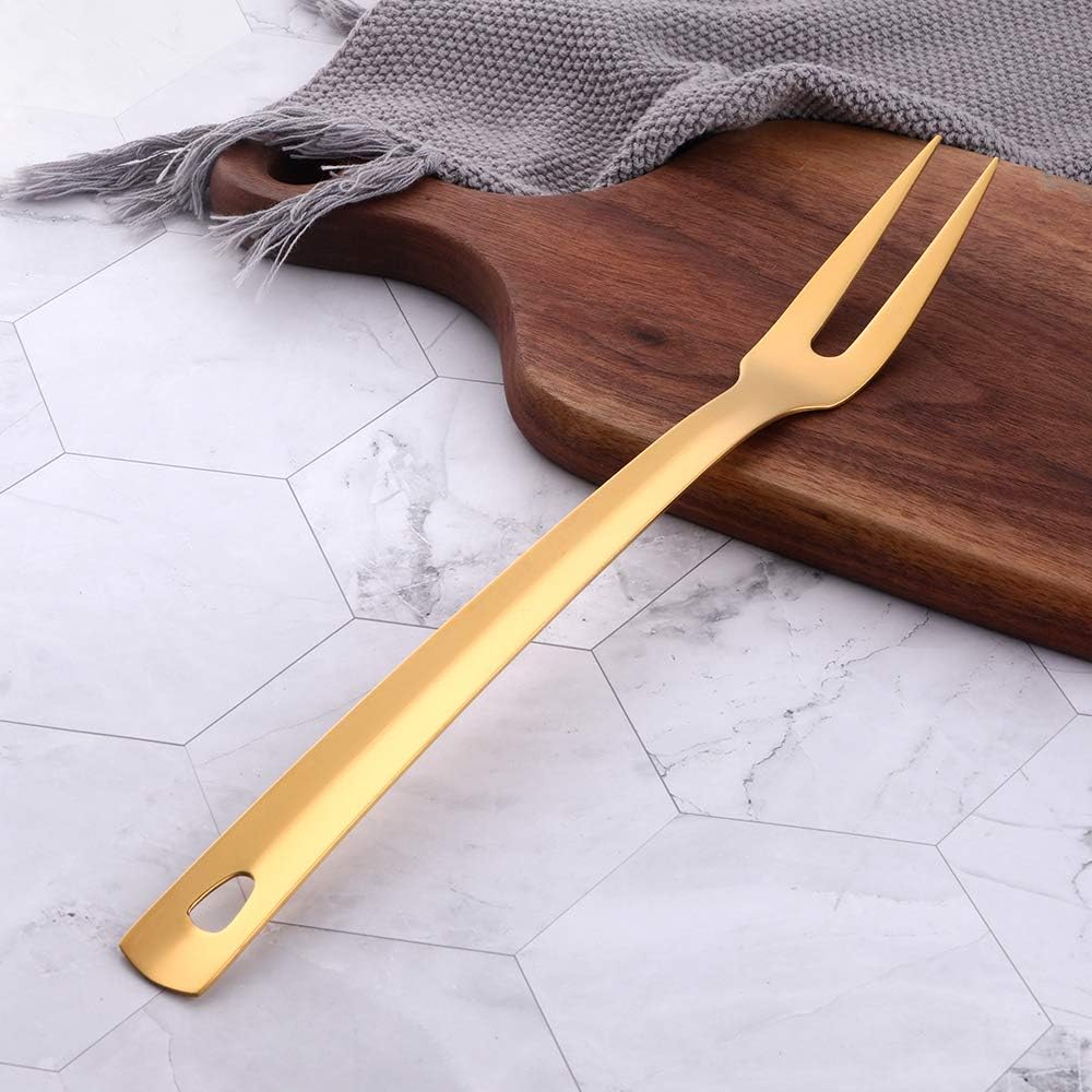 BuyGo Gold Grill Fork - 1228inch Stainless Steel Cooking Fork Heat Resistant