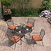 PURPLE LEAF Patio Dining Set Cast Aluminum 5 Piece Patio Furniture Set with 4 Dining Armchairs and 47 Round Table 4 Cushions Included for Lawn Yard Garden Rhombic Brick Red Outdoor Dining Set