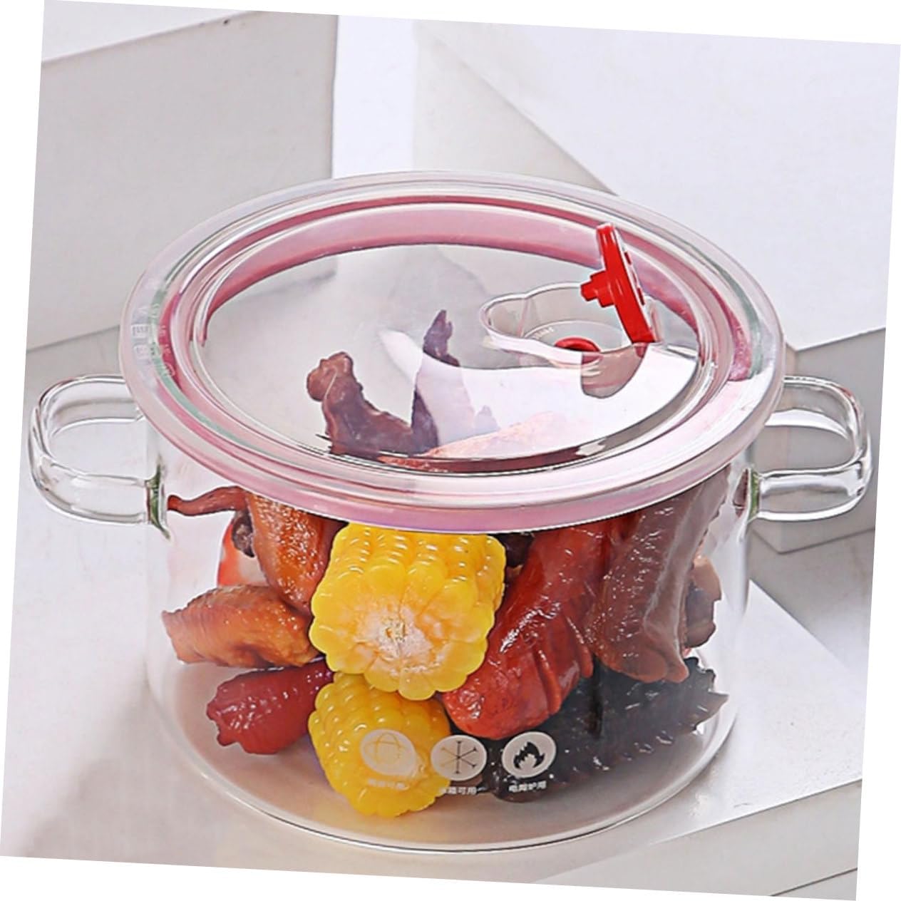 Sleek borosilicate glass pot with double handles for efficient cooking