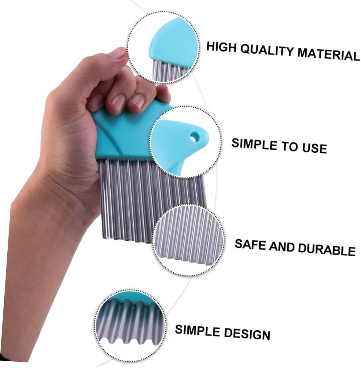 Zerodeko 2-Piece Stainless Steel Wavy Potato Chopper