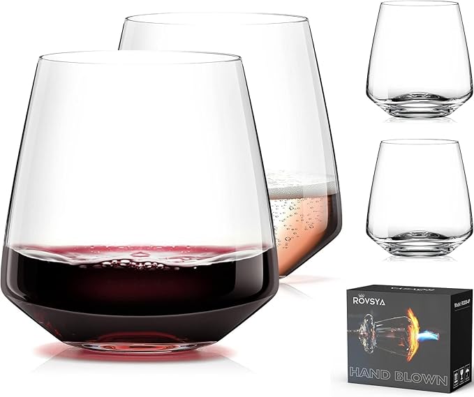 Stemless Wine Glasses Set of 4 13.5 oz.