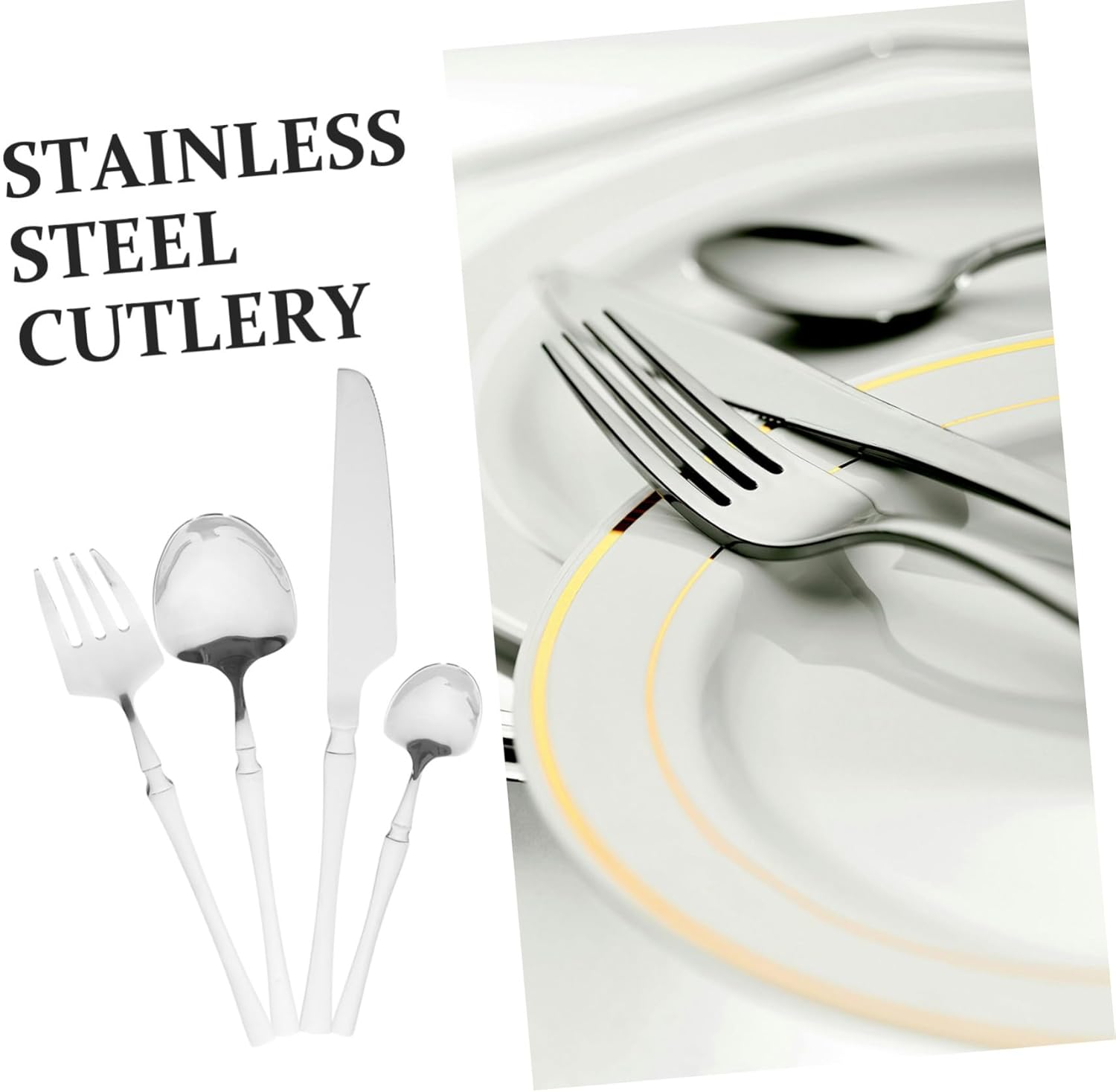 Cabilock Elegant Stainless Steel Dinnerware Set 5-Piece Flatware Heat Resistant