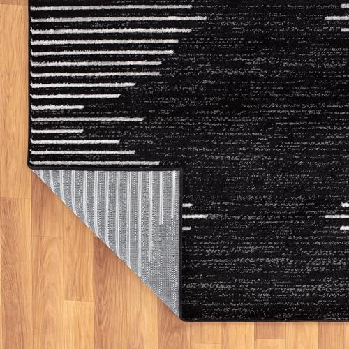 Rugshop Bohemian Stripe Stain Resistant Area Rug 27 x 4 Black