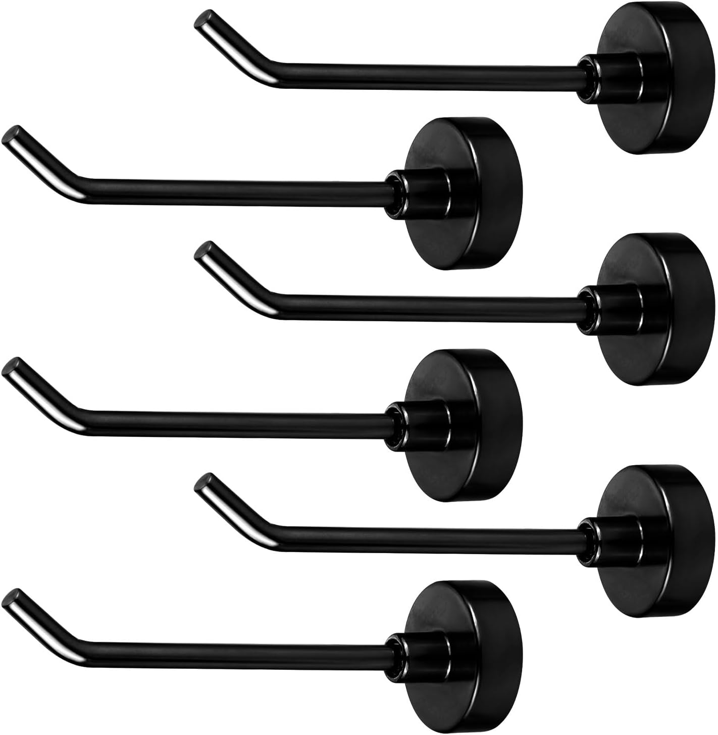 6pcs Heavy Duty Magnetic Wall Hooks Black