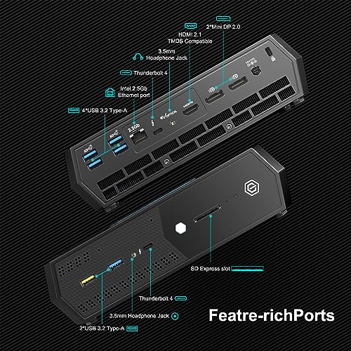 Intel Gaming PC, Intel NUC 12 Enthusiast Mini PC, Intel Core i7-12700H(14C/20T, 24MB Cache) Intel Arc A770M 16GB GDDR6, 32GB RAM & 1TB SSD, Unterstützung 8K/WiFi6E/BT5.3/Thunderbolt4/HDMI/Win 11 Pro – Bild 4