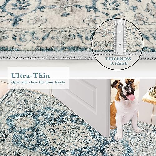 Lahome Oriental Washable 2x3 Rug Blue