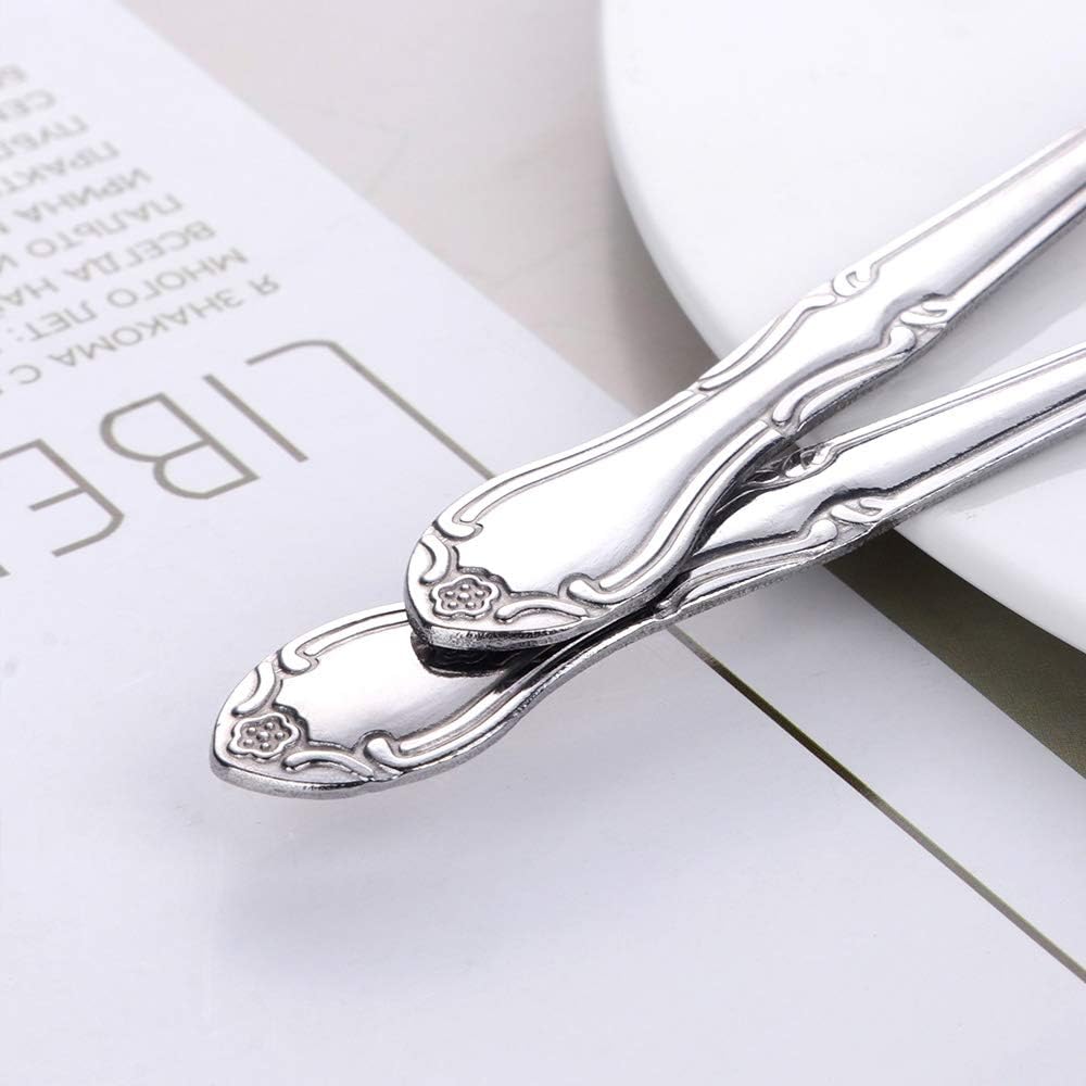 BUYUSE Rose Pattern Dinner Forks 12 Pieces 73-Inch Stainless Steel