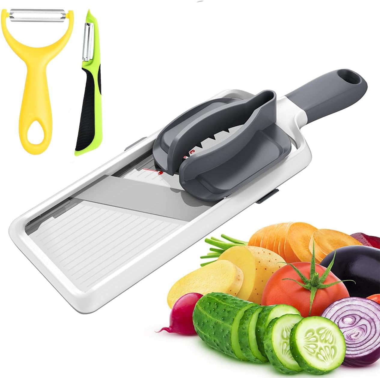 Adjustable Mandoline Slicer with 2 Peelers