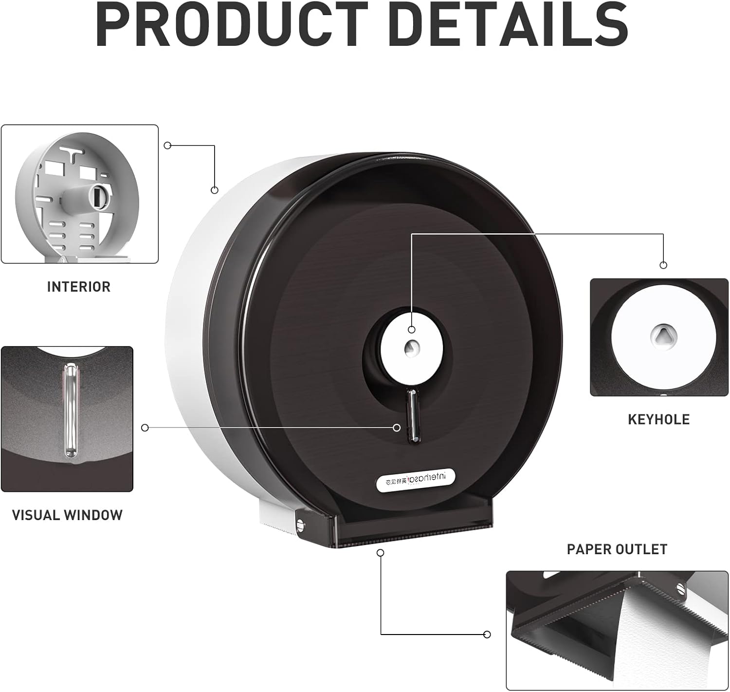 Interhasa Jumbo Roll Toilet Tissue Dispenser with Key Lock