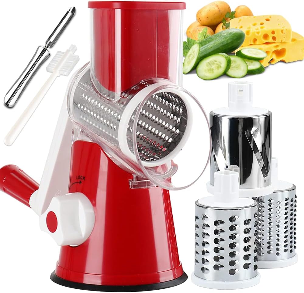 Maxceysen Rotary Cheese Grater with Handle Soft Safe Food Grater