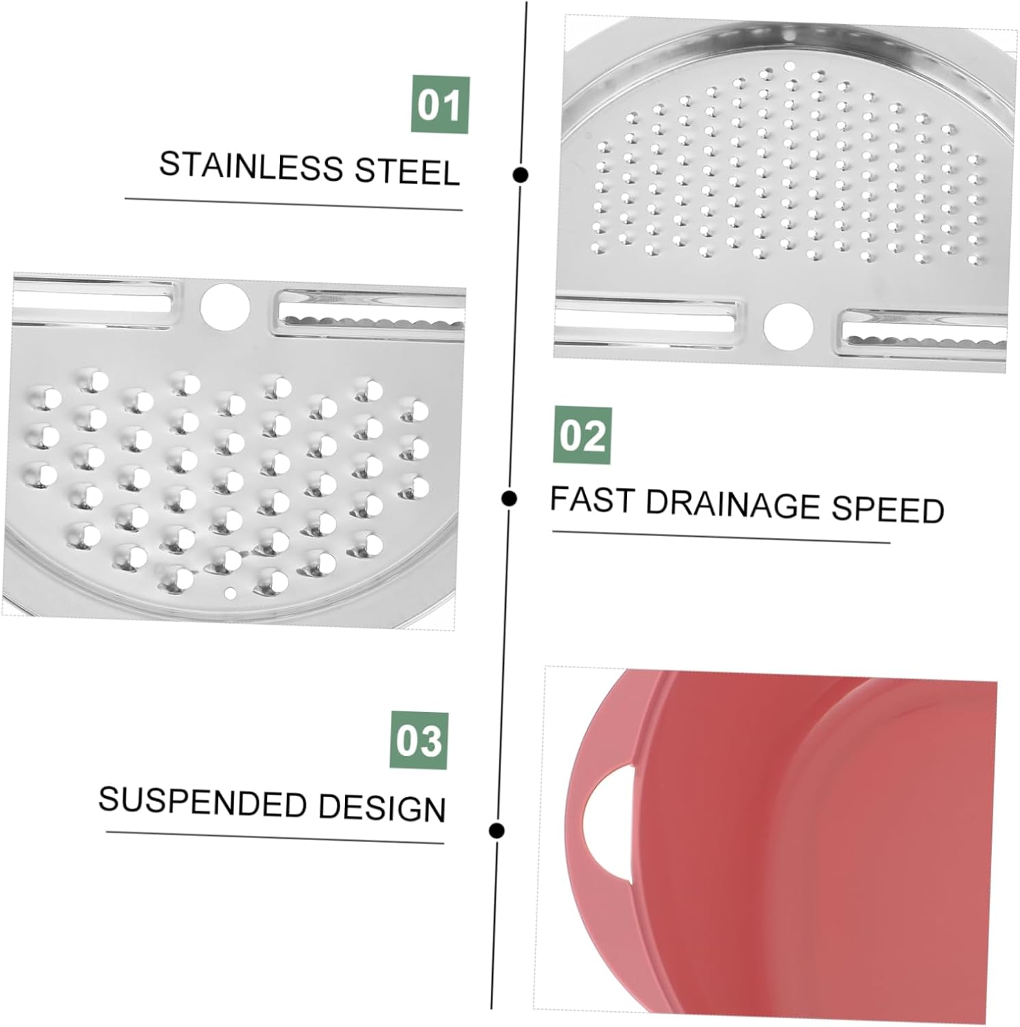 Manual Rice Washer and Grater Set Durable Stainless Steel Tool for Kitchen