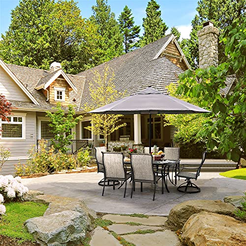 HAPPATIO-Patio-Dining-Set7-Piece-Outdoor-Dining-SetPatio-Furniture-Sets2-Swivel-Dining-Chairs4-RegDining-ChairsTextilene-Furniture-Set-for-PatioYardPool-Gray HAPPATIO Patio Dining Set7 Piece Outdoor Dining SetPatio Furniture Sets2 Swivel Dining Chairs4 RegDining ChairsTextilene Furniture Set for PatioYardPool Gray