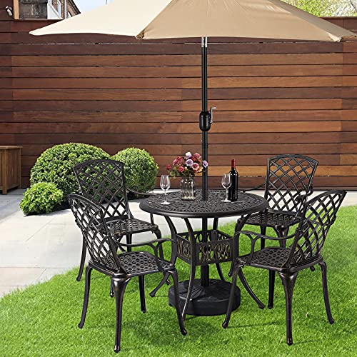 Yaheetech-5-Piece-Outdoor-Furniture-Dining-Set-All-Weather-Cast-Aluminum-Conversation-Set-for-Yard-Garden-Deck-Includes-4-Chairs-and-1-Round-Table-with-Umbrella-Hole Yaheetech 5 Piece Outdoor Furniture Dining Set All Weather Cast Aluminum Conversation Set for Yard Garden Deck Includes 4 Chairs and 1 Round Table with Umbrella Hole