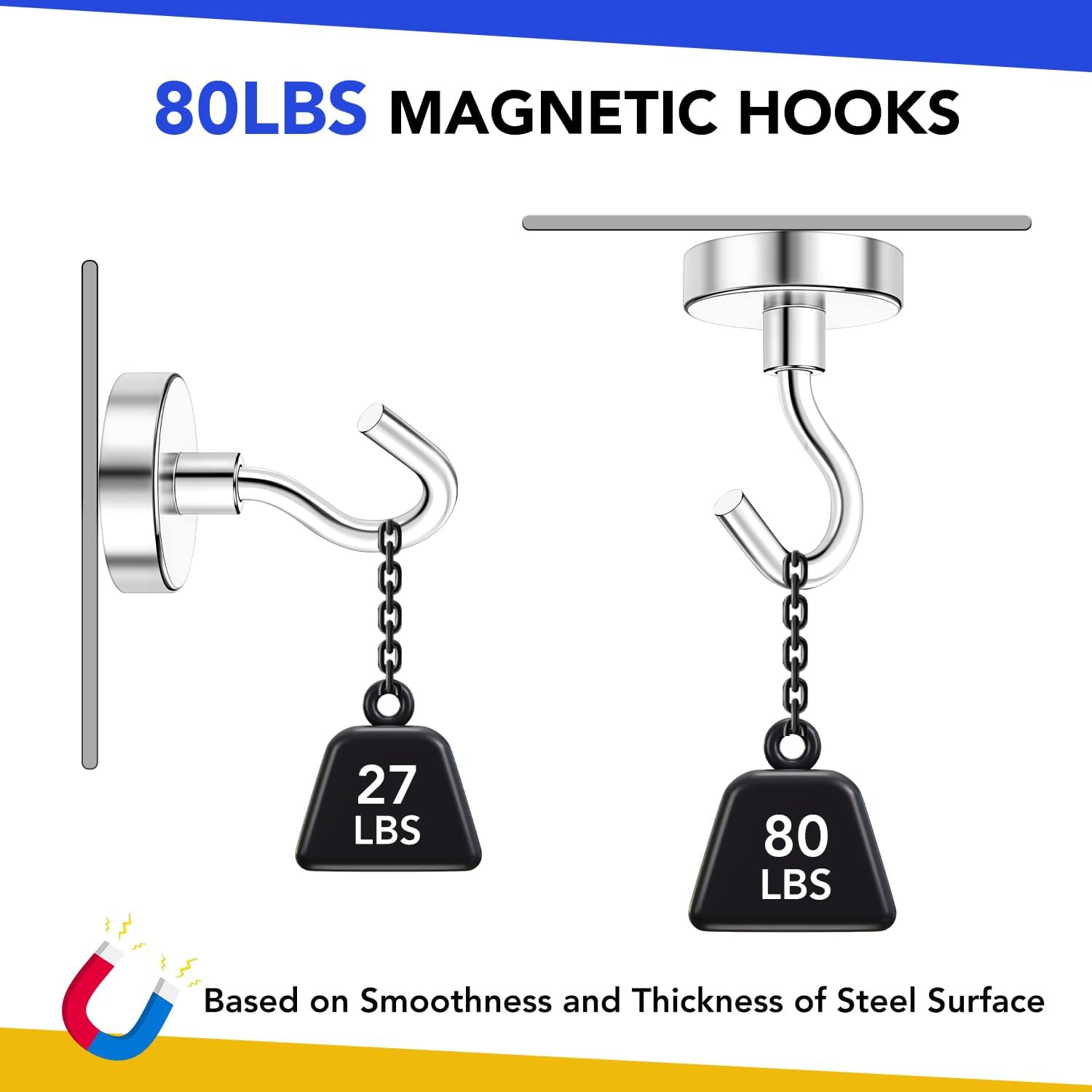 VSKIZ 10 Pack Heavy Duty Magnet Hooks for Cruise Cabins