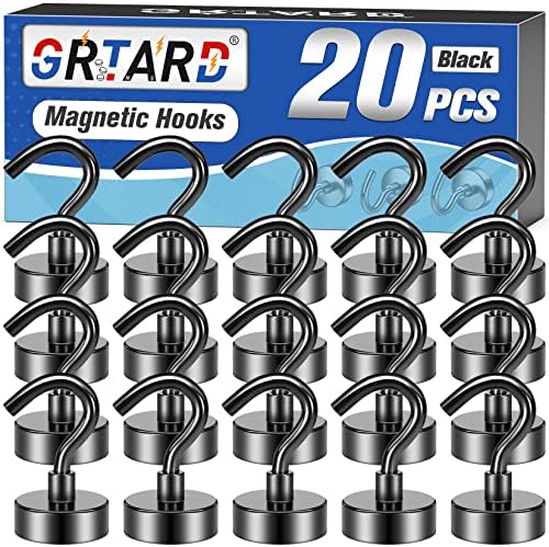 GRTARD 20-Pack Black Magnetic Hooks