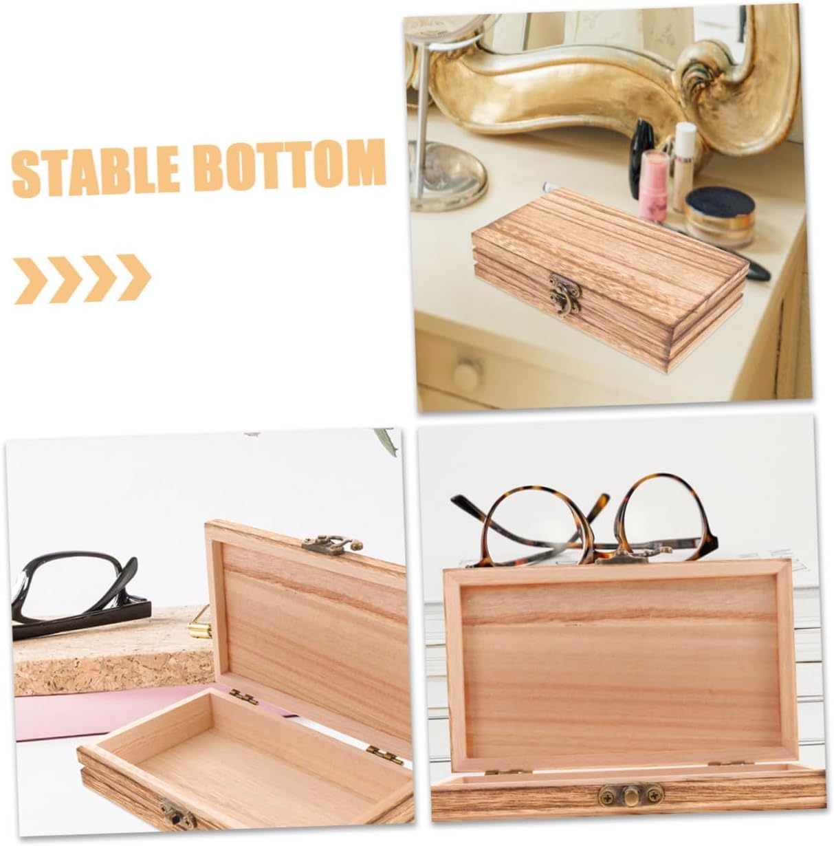 HEALLILY Wooden Jewelry Organizer Lidded Box with Buckle Lid