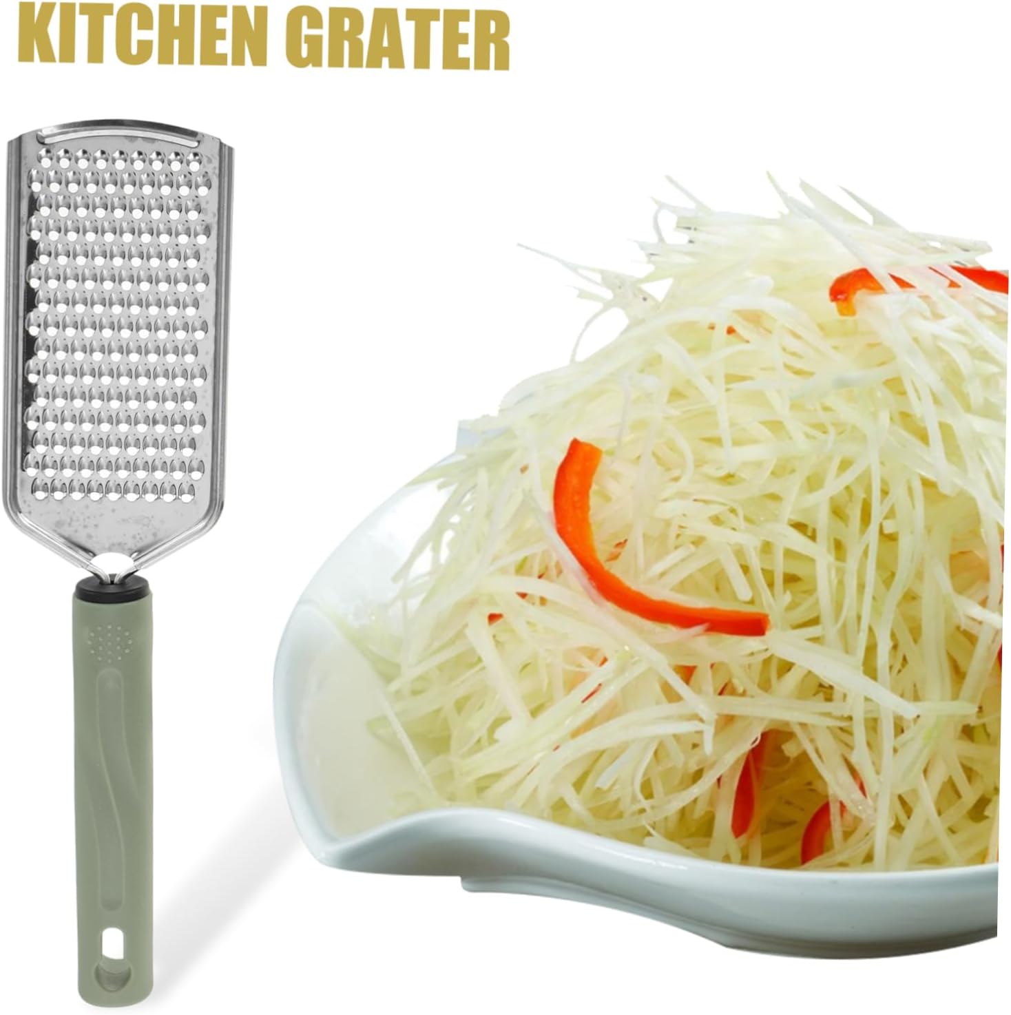 Ergonomic stainless steel cheese grater set with nonslip handle for easy grating
